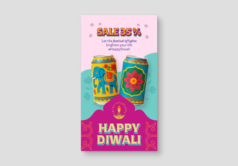 Indian Diwali Social Media Post Templates in Indian Truck Art Style