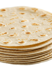 Isolated Stack of Tortillas on a Transparent Background in Close Up Photo