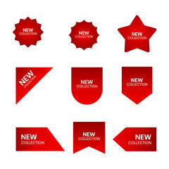 Illustration vector graphic set of red new collection labels.