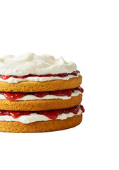 Isolated Stacked Layered Cake With Cream And Jam On Transparent Background