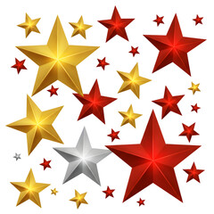 Isolated Stars Decoration Background Illustration in Gold Red and Silver