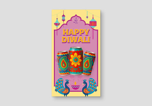 Indian Diwali Social Media Post Templates in Indian Truck Art Style