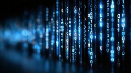 Digital Rain Code: A stunning visual representation of binary code cascading downwards, portraying the digital world with an air of innovation and cutting-edge technology. - Powered by Adobe