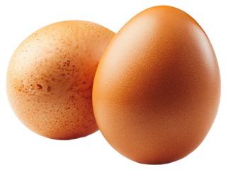 Two eggs, one smaller, close-up view, showing texture