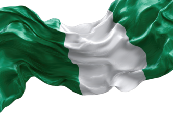 A digitally rendered flag of Nigeria in motion