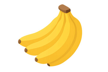 Minimal clean illustration of a juicy banana bunch, smooth shading, minimal clean style, no background, transparent background
