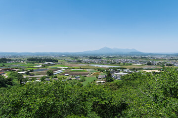 山之口あじさい公園(松尾城跡)から見た都城市山之口町の町並み