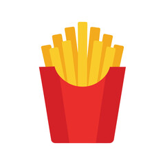Red Box of French Fries Icon Keywords: french fries, fast food, snack, potato, fried, food