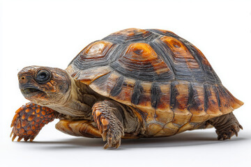 Obraz premium Red-footed Tortoise with a Colorful Shell and Orange Legs