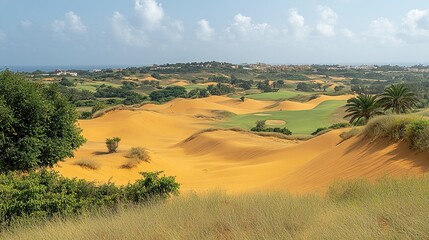 Scenic golf course amidst sand dunes provides a unique golfing experience