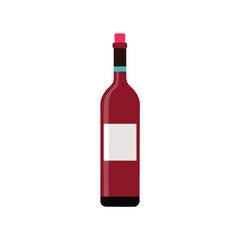 Red wine bottle with blank label and cork stopper Keywords: wine, bottle, red wine, beverage