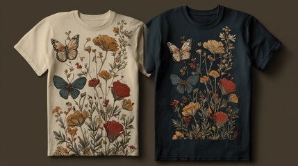 Wildflower Bundle. Retro Bundle of Butterfly and Floral Designs for T-shirt, Art, and Print