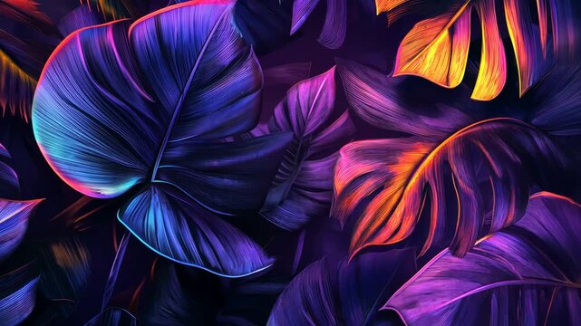 Vibrant tropical leaves background