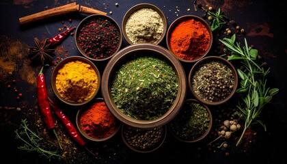 Za’atar Day – Flat lay of Middle Eastern spices with za’atar in focus