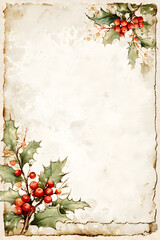 Vintage Christmas Journal Page &ndash; Aged Parchment &mdash; Cream Paper #060