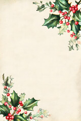 Vintage Christmas Journal Page &ndash; Botanical Frame &mdash; Sepia Tone #059