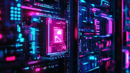 Quantum computer processing data in futuristic server room - Powered by Adobe