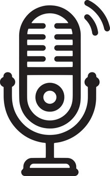 recommend clip art: Simple microphone icon for voice communication and audio recording line art style silhouette