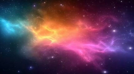 Mesmerizing Cosmic Nebula Illuminated in Vibrant Colors Against a Starry Background
