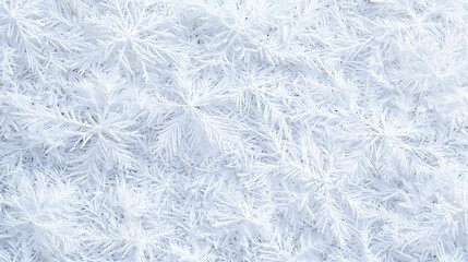 Obraz premium A close-up view of frost-covered surfaces resembling intricate snowflakes, creating a beautiful winter wonderland effect.