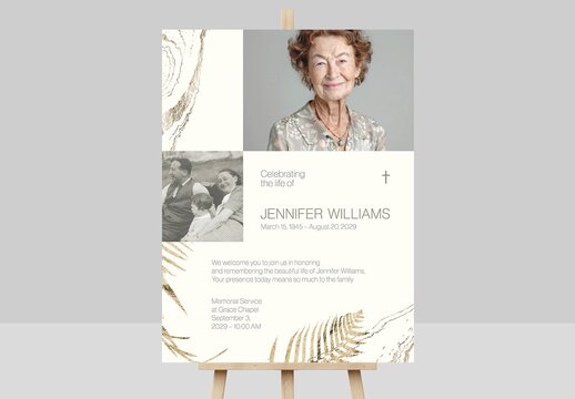 Funeral Welcome Sign Template in Rustic Vintage Style