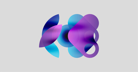 Fototapeta premium Abstract shapes overlap, creating vibrant blue, purple gradients. Soft edges suggest fluidity, modern design aesthetic. Minimalist composition.