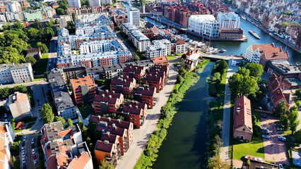modern european city street houses view from above Gdansk Poland