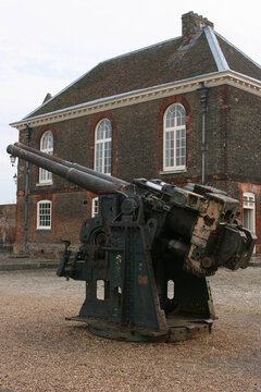 Gun with Chapel and Guard House behind, Tilbury Fort, Tilbury, Essex, England