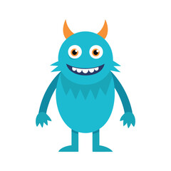 Cute Friendly Monster Vector on White Background
