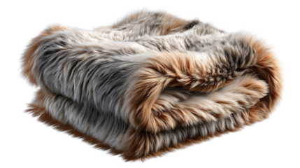 Cozy Comfort: A luxuriously soft, folded faux fur blanket, offering warmth and style, perfect for adding a touch of elegance to any space. 