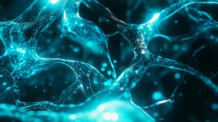 Glowing neuron transmitting signals in nervous system - Powered by Adobe