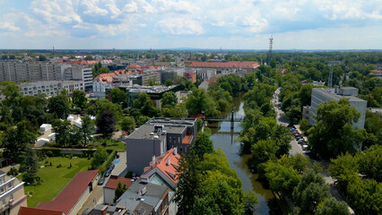 Obraz premium city ​​architecture europe drone flyover old town Opole Poland