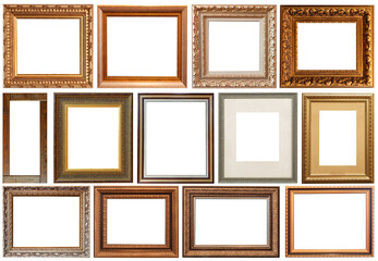 picture frames isolated on white background antique carved gold
