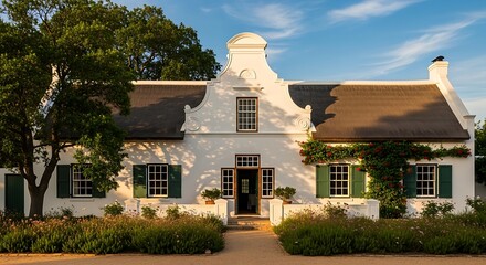 Cape Dutch House with Sunset, and Garden.