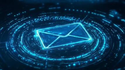 Futuristic email icon communicating through digital circles - Powered by Adobe