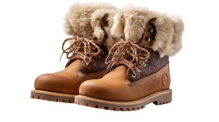 Warm Winter Boots: Captivating shot showcases a pair of winter boots, their design a mix of elegance and functionality with premium materials, ready for the cold months ahead.