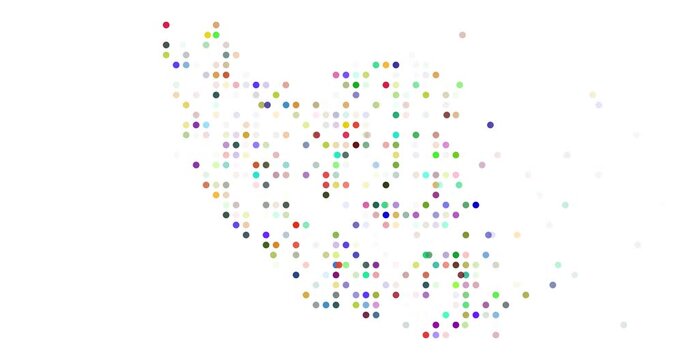 Circles Flying to Form Modern Art Fade Iran Map