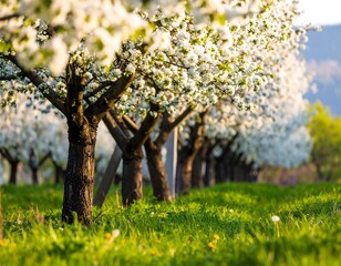 Fototapeta premium Blooming orchard in springtime