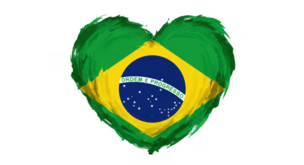 Brazilian flag heart shape representing love and patriotism.