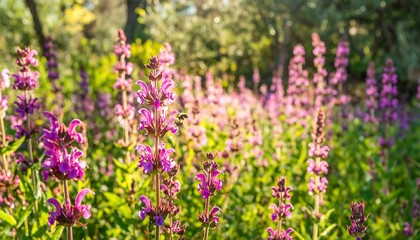 Obraz premium Vibrant purple flowers in sunlight