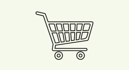 Minimalist outline of a shopping cart on a neutral background, representing commerce and retail.