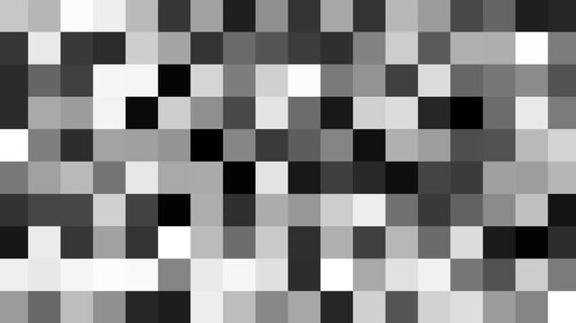 Abstract old retro movie horizontal moving dark square shapes pattern. Abstract grunge blank shapes, pixel transition matte channel.