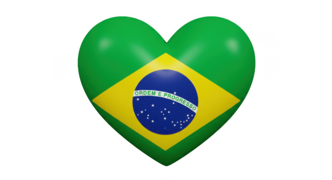 Brazilian Flag Heart Symbol of National Pride and Patriotism.
