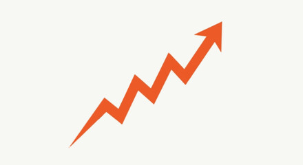Dynamic orange arrow graph rising upwards with zig-zag pattern symbolizing growth and progress