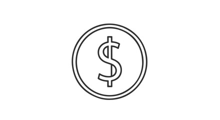 Simple line art icon representing currency and financial value.