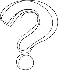 Question mark vector one line drawing illustration