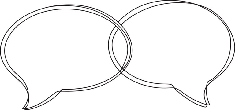 Two bubble speech vector one line drawing illustration