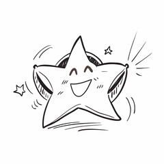 Fototapeta premium Joyful cartoon star character celebrates success with sparkling effects and happy expression