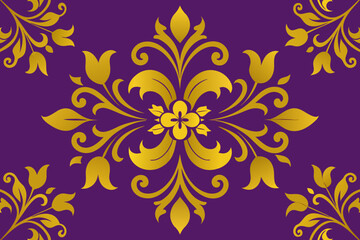 Ornamental Floral Pattern in Purple and Gold