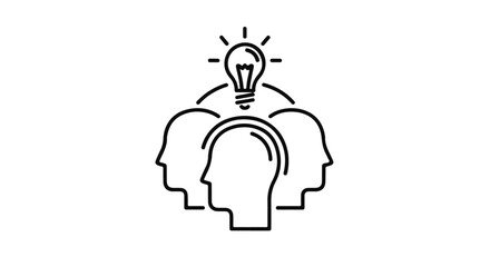 Teamwork sparks brilliant ideas with a glowing lightbulb above heads